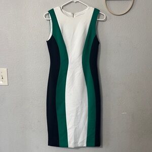 Elegant Green and Black Colorblock Dress